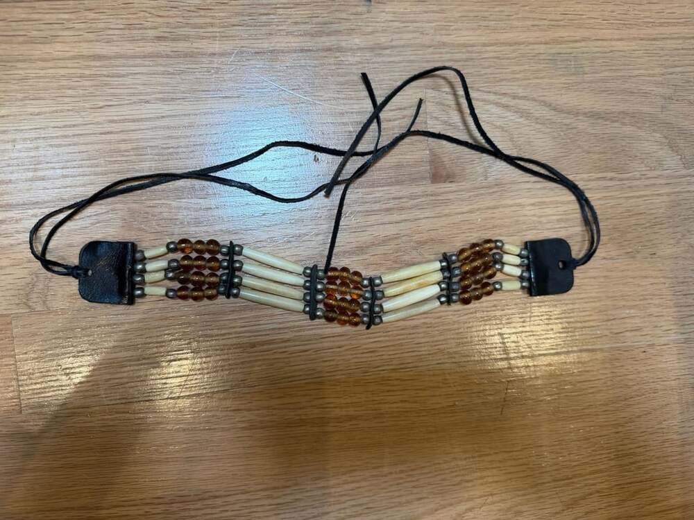 Native American jewelry choker festival handmade hippie leather tie
